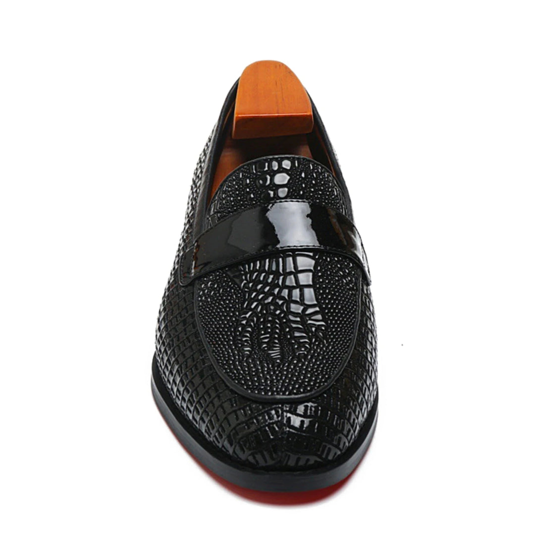 The LOM - Luxury red bottom alligator print leather loafers for men - Ashour Shoes