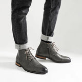 Averon – Men’s Vegan Leather zip up Boots – Cap Toe Lace-Up Ankle Dress Boots - Ashour Shoes