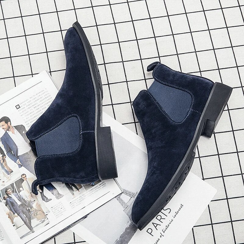 Il manifesto - Blue Suede Leather Chelsea boots for men