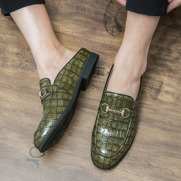 The Tamer 2 -  Leather Men’s Mules/ backless loafers with an alligator print