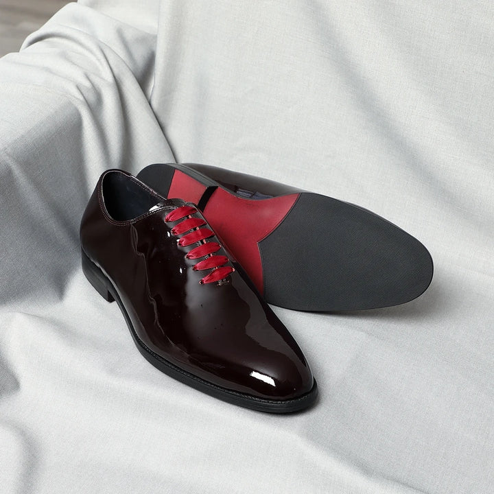 Rosso S - Glossy Red bottom burgundy leather oxford dress shoes - Ashour Shoes