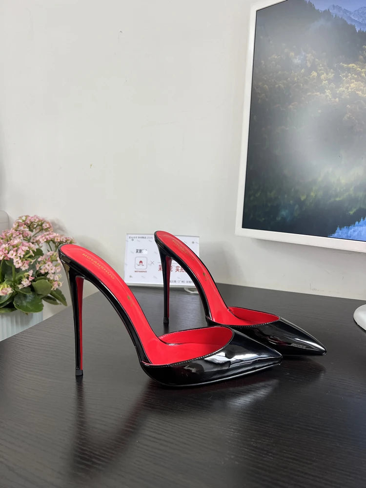 POX3 -   Red Bottom High Heels in Patent Leather Pointed Toe Stiletto Pumps for Women
