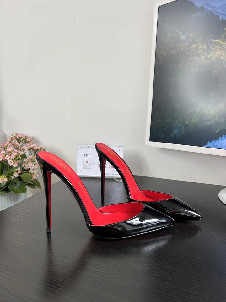 POX3 -   Red Bottom High Heels in Patent Leather Pointed Toe Stiletto Pumps for Women