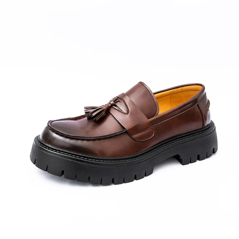 Stile - Men's Polished Leather Chunky Tassel Loafers - Ashour Shoes