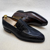 Eleganza - Men's Dark Brown Crocodile Print Leather Loafers - Ashour Shoes