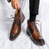 Bromley – Men’s Alligator-Print Leather Ankle Boots – Winter Dress Boots - Ashour Shoes