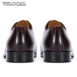 Maestro - Men's Elegant Burnished Leather Brogue Oxford Dress Shoes - Ashour Shoes