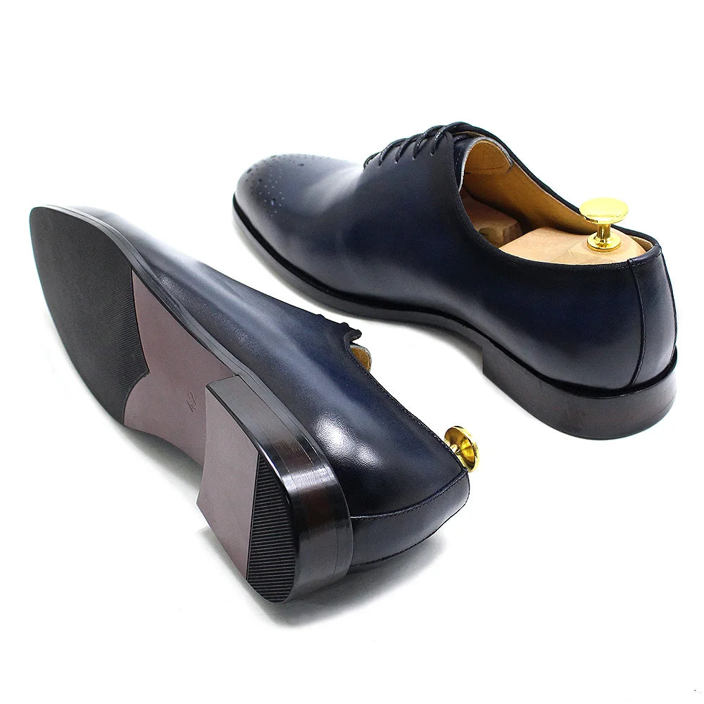 Maestro - Men's Premium Leather Brogue Cap Toe Oxford Dress Shoes - Ashour Shoes