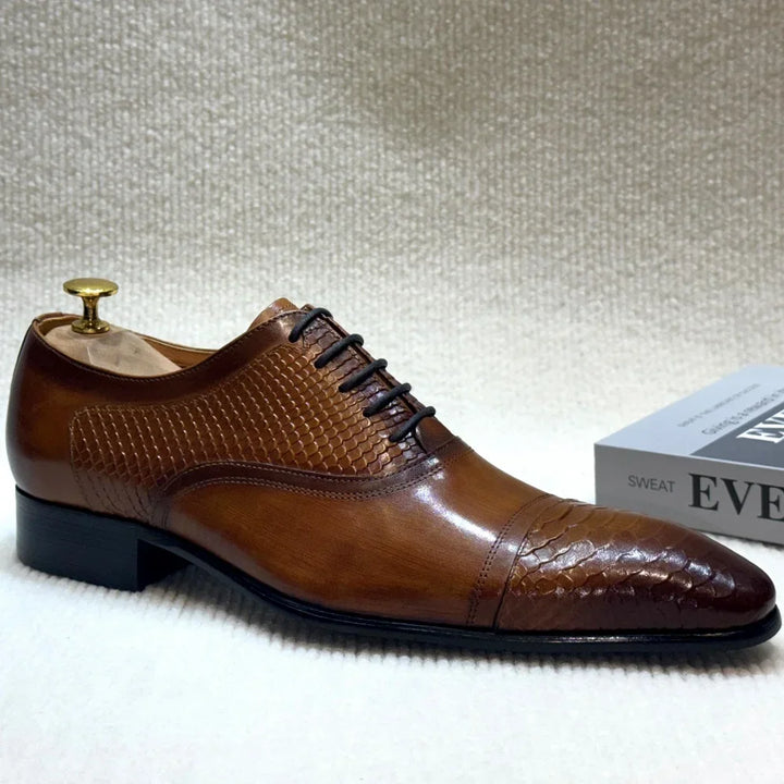 Lirona - Men-s leather oxford dress shoes in brown or black