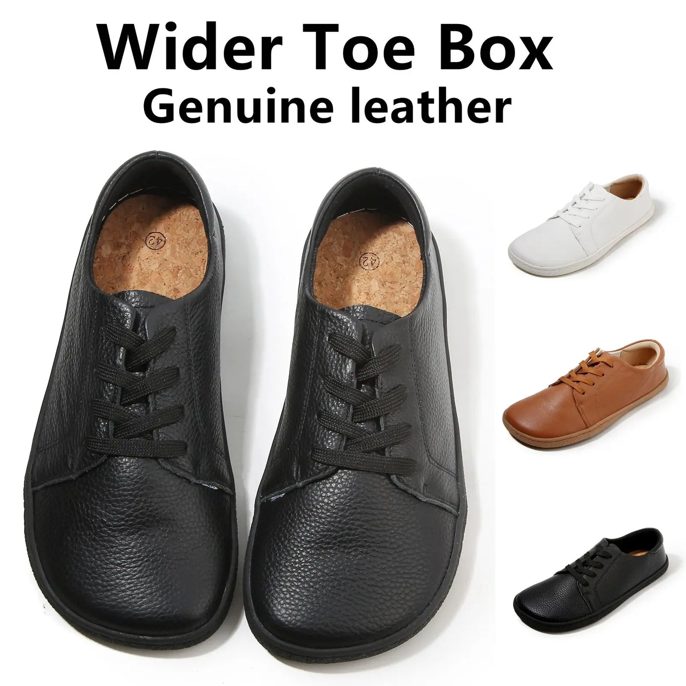 Natura - unisex Leather Barefoot Zero Drop Sneakers Wide Toe Box - Ashour Shoes
