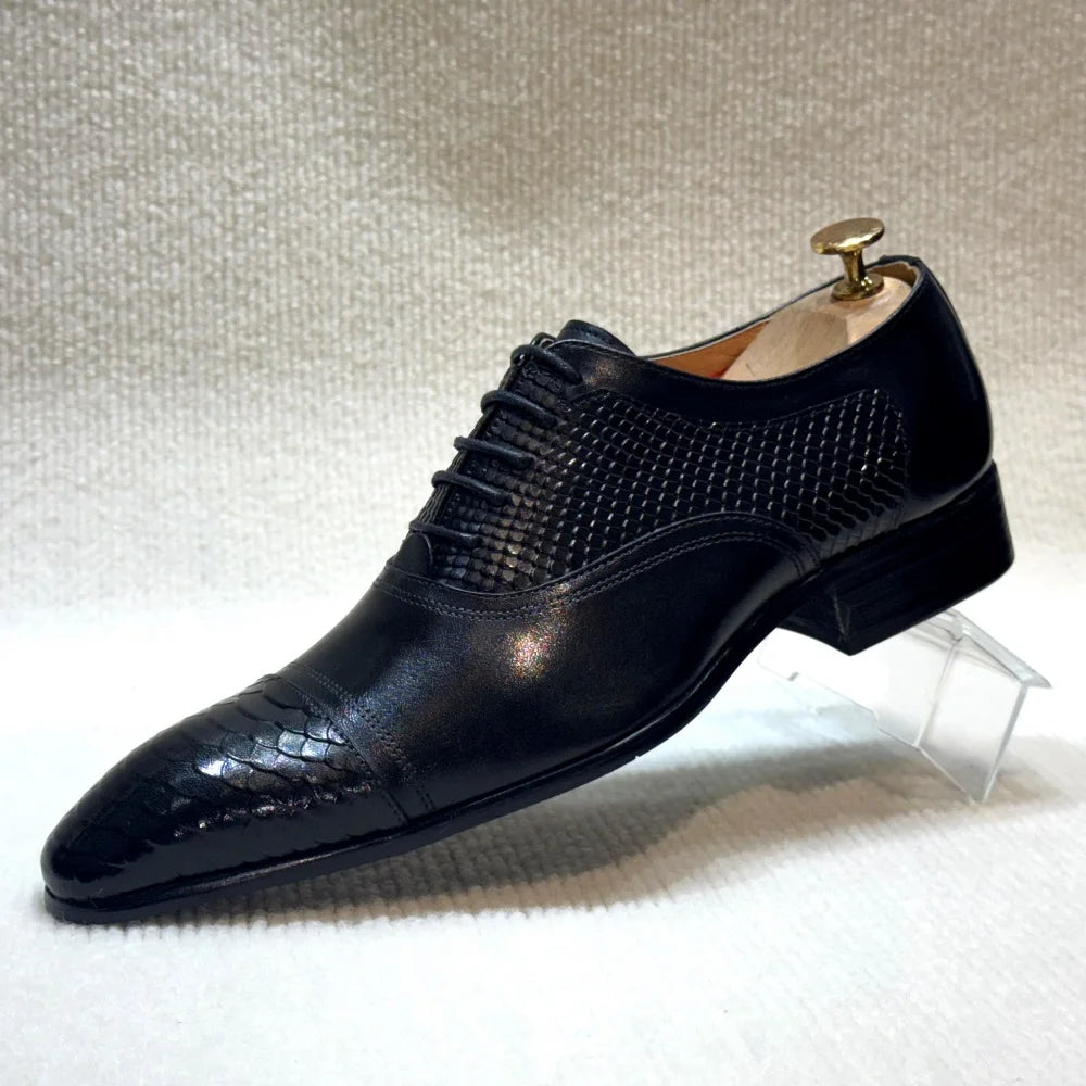 Lirona - Men-s leather oxford dress shoes in brown or black