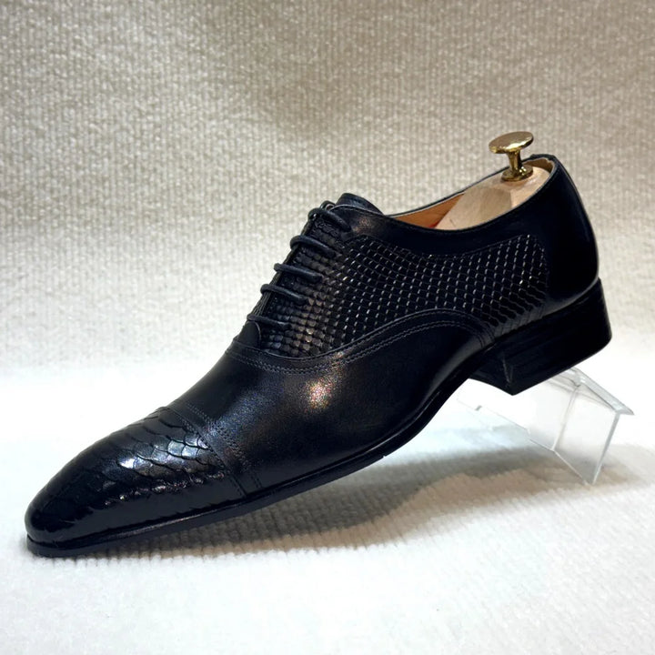 Lirona - Men-s leather oxford dress shoes in brown or black