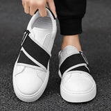 Stile - Men's Modern Slip-On Leather Sneakers with Elastic Straps - Ashour Shoes