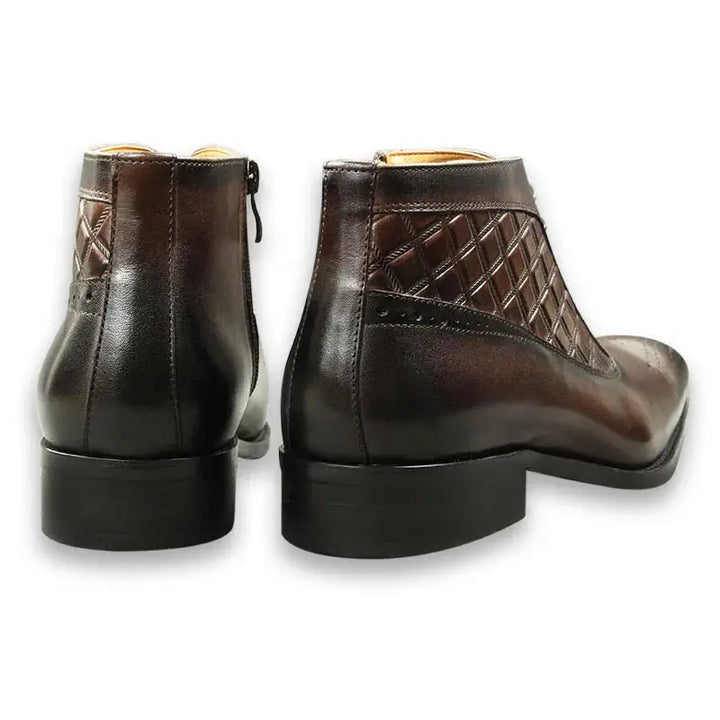 The chiaro 4 - Men's Two tone alligator print and plain leather boots (zipper) - Ashour Shoes