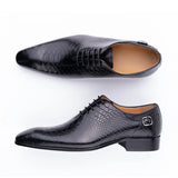 Caimano - Men's Cognac Embossed Leather Oxford Dress Shoes - Ashour Shoes