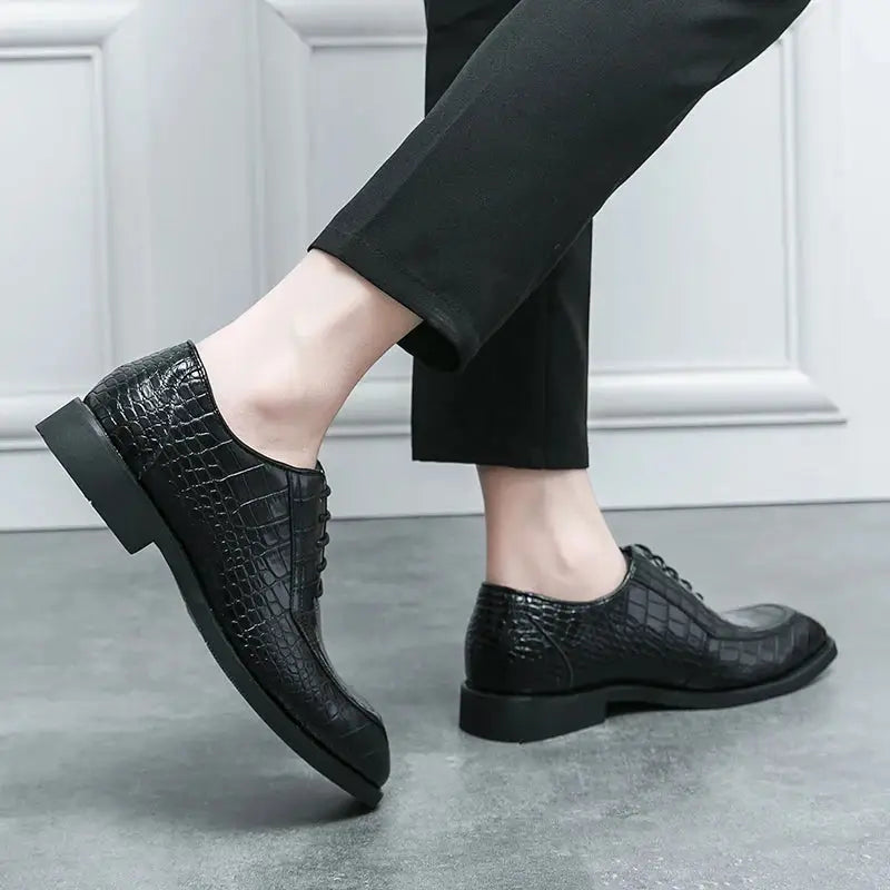 Caimano - Men's Glossy Alligator Embossed Square Toe Oxford Dress Shoes - Ashour Shoes