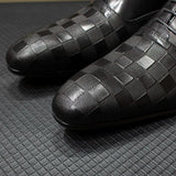 Ardito - Men's Luxury Genuine Leather Oxford Dress Shoes with Embossed Checkered Print - Ashour Shoes