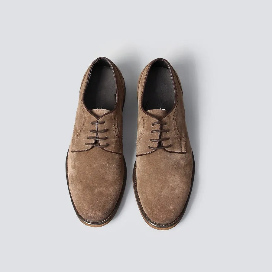 Oliva - Men's Genuine Suede Brogue Derby Shoes - Ashour Shoes