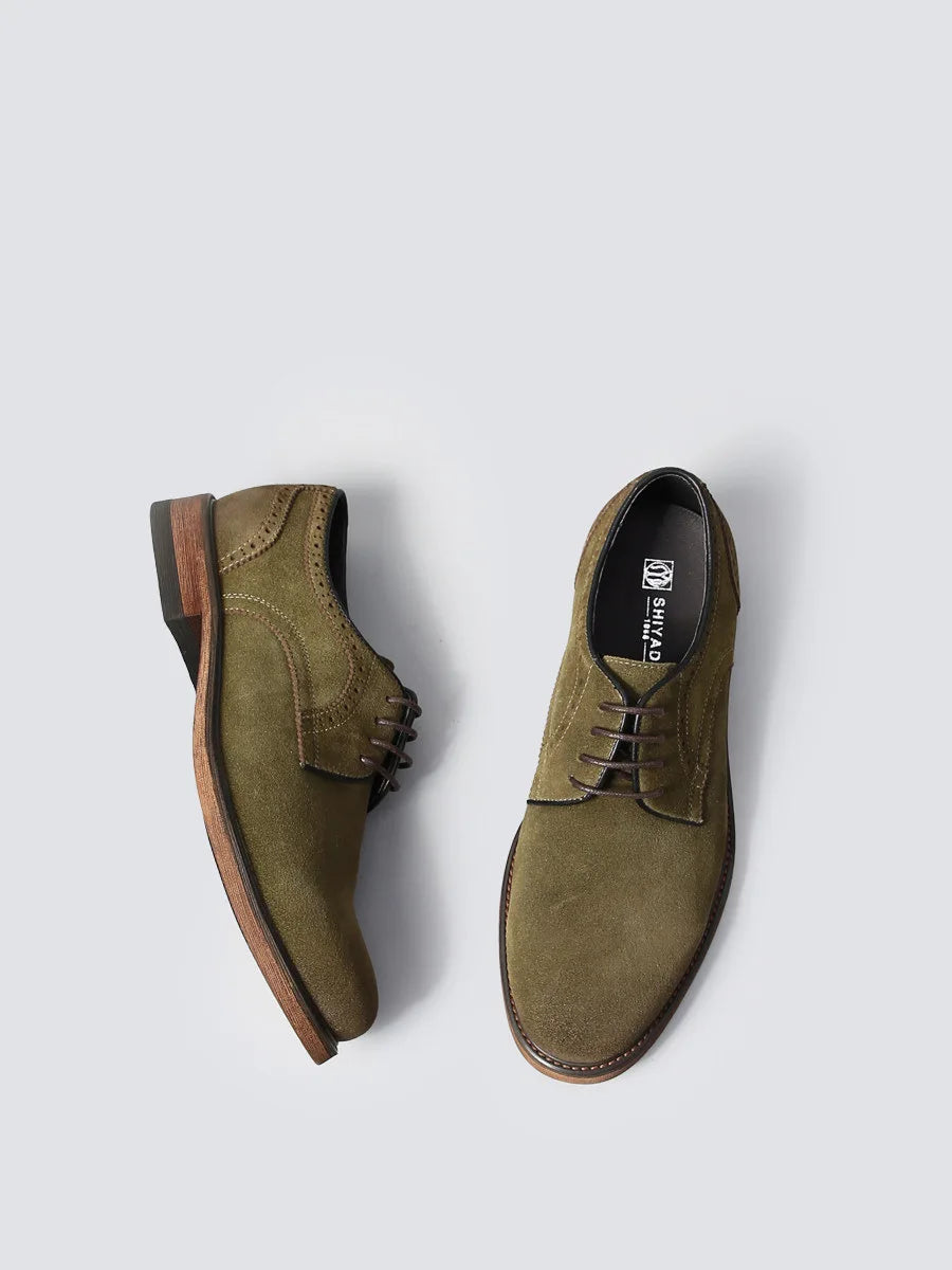 Oliva - Men's Genuine Suede Brogue Derby Shoes - Ashour Shoes