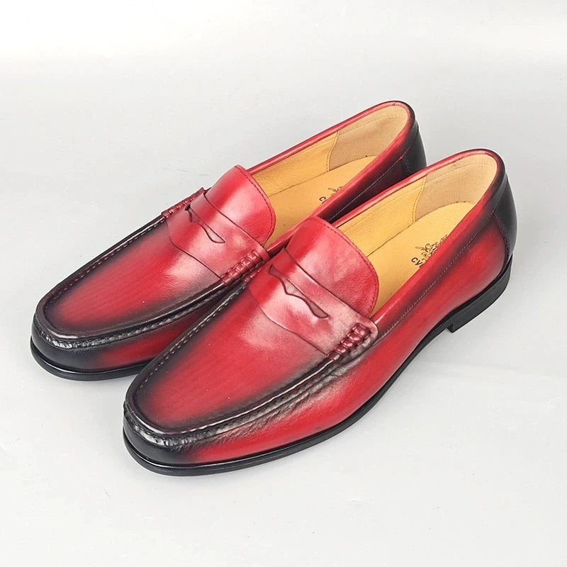 Classico - Men's Elegant Burnished Leather Penny Loafers - Ashour Shoes