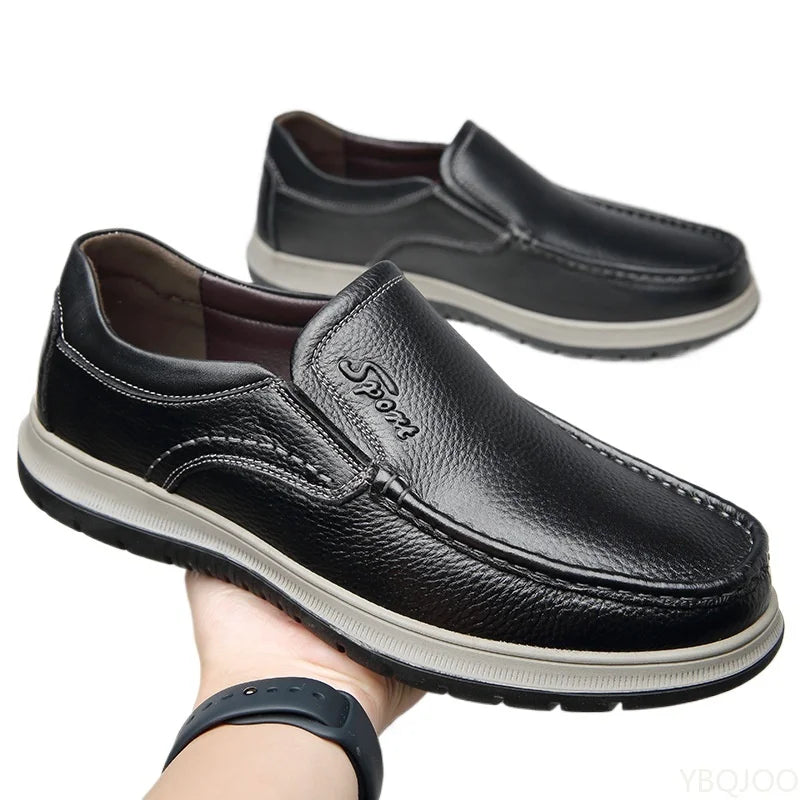 Sportivo - Men's Casual Blue Genuine Leather Moc Toe Loafers - Ashour Shoes