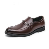 Stilista - Men's Elegant Split Leather Loafers with Metal Bar Detail - Ashour Shoes
