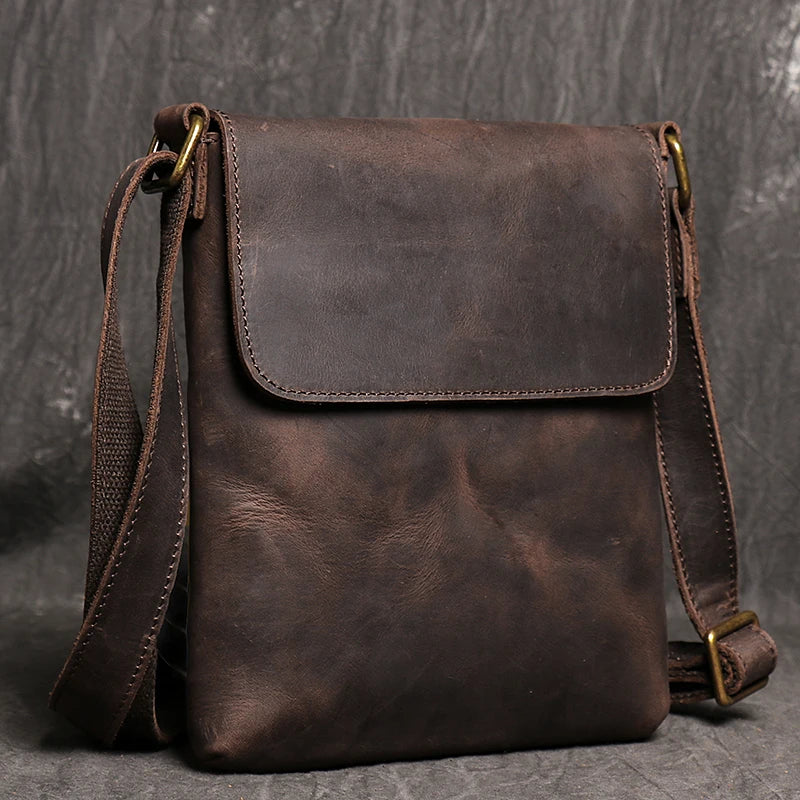 Lavino - Genuine Leather Crossbody Bag for Men – Compact Sling Satchel for Phone and 7.9-Inch Tablet - Ashour Shoes
