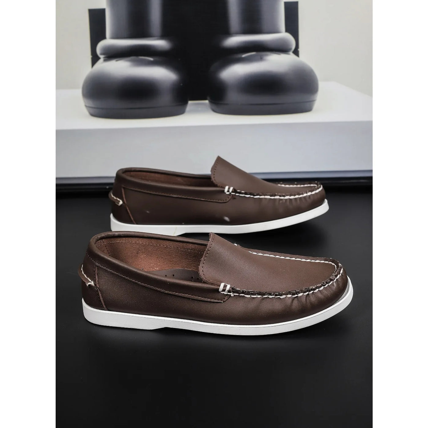 Vela - Men's Casual Leather Boat Loafers - Ashour Shoes