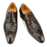 Lirona2 - Men’s Crocodile Embossed Leather derby Dress Shoes – Alligator Print - Ashour Shoes
