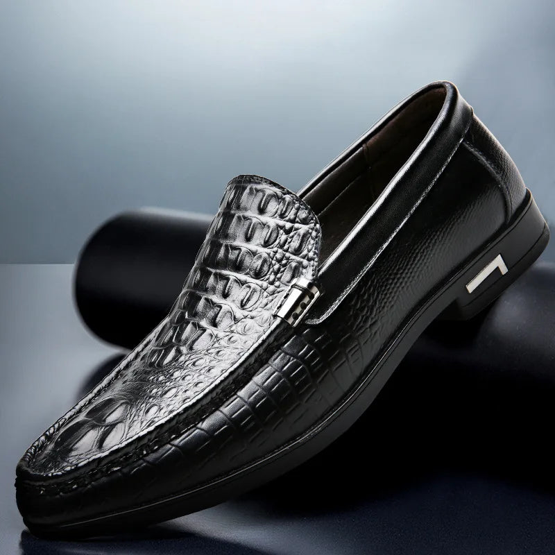 Marino – Men’s Alligator-Embossed Leather Loafers Boat & Driving Shoes