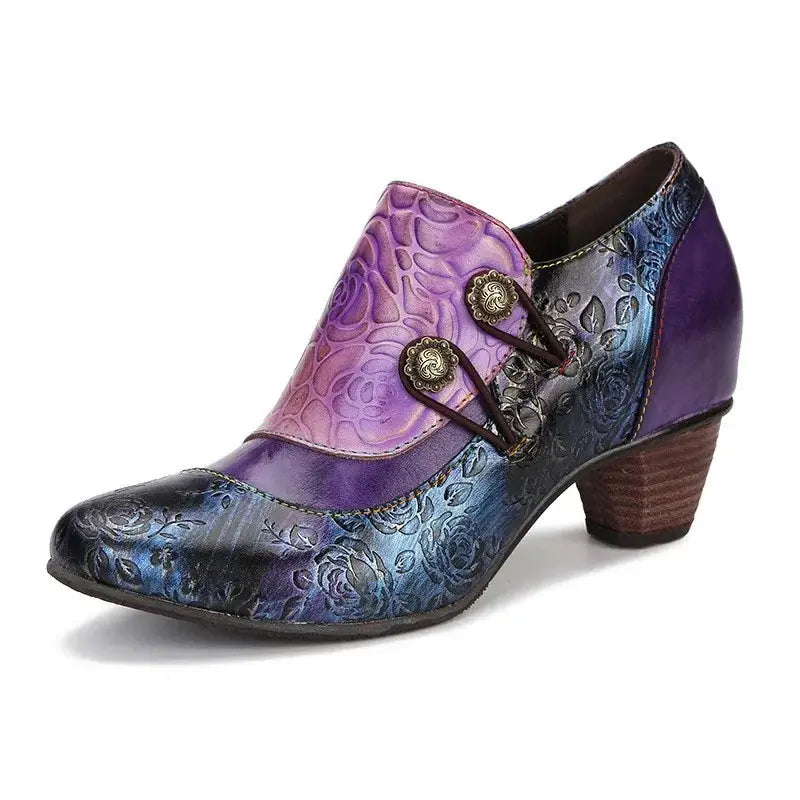 Girsby2 - colorful Retro leather booties for women - Ashour Shoes
