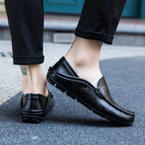 Comodo - Men's Dark Blue Leather Driving Loafers - Ashour Shoes