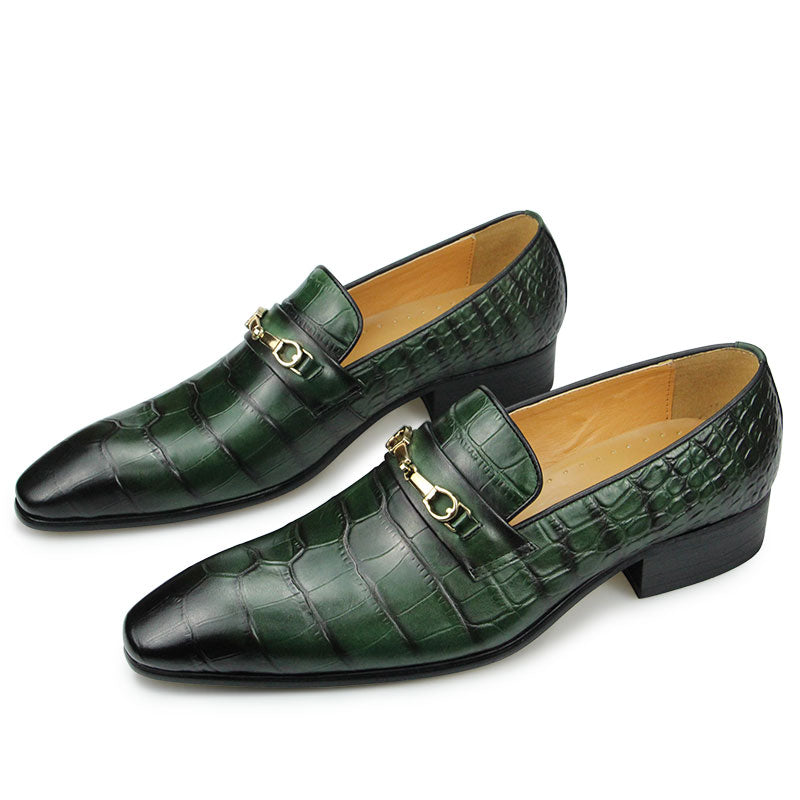The coccodrillo 2 - Crocodile pattern leather loafers for men