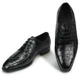 Ravion – Men’s Crocodile-Embossed Leather Derby DRESS Shoes - Ashour Shoes