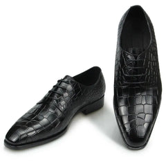 Ravion – Men’s Crocodile-Embossed Leather Derby DRESS Shoes - Ashour Shoes
