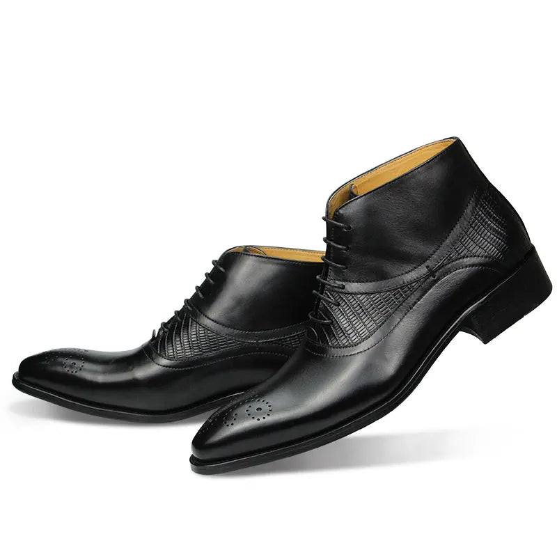 The Ardito - Brogue two tone leather boots for men - Ashour Shoes