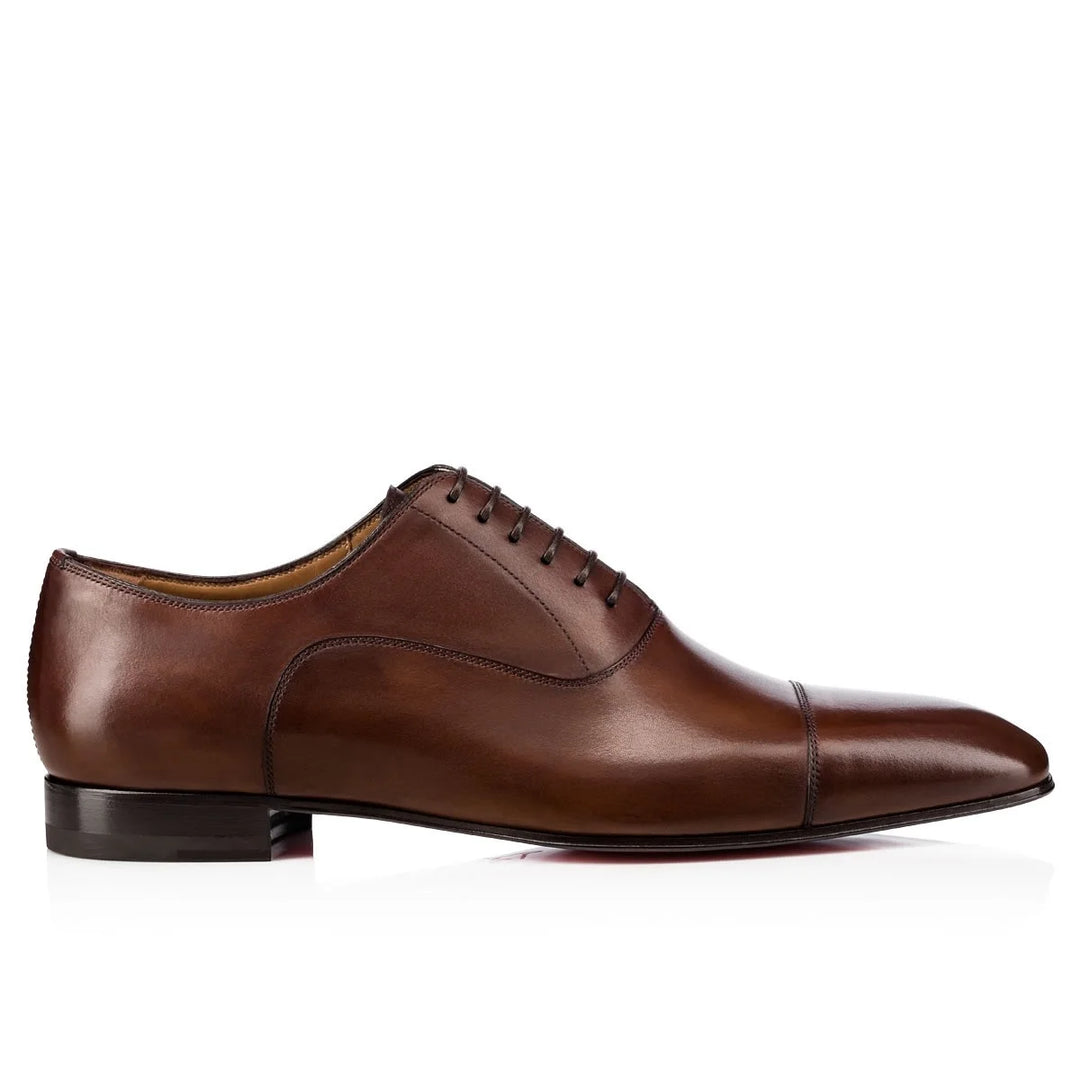 The rossi V - Brown leather red bottom sole oxford dress shoes for men