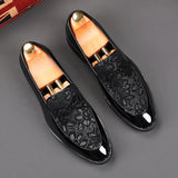 Maestro - Men's Luxury Patent Leather Floral Embossed Loafers - Ashour Shoes