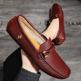 Rubino - Men's Stylish Wine Red PU Leather Driving Loafers - Ashour Shoes