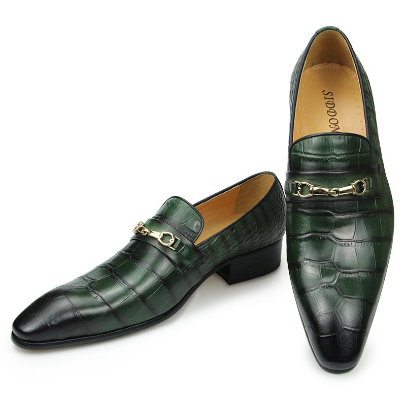 The coccodrillo 2 - Crocodile pattern leather loafers for men