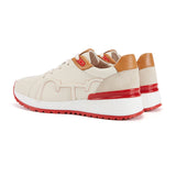 Vivida - Women's Cream & Red Microfiber Fashion Sneakers - Ashour Shoes