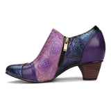 Girsby2 - colorful Retro leather booties for women - Ashour Shoes