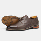 Brunito - Men's Polished Cap Toe Derby Dress Shoes - Ashour Shoes