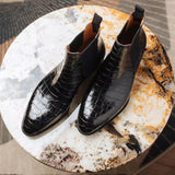 Calviro – Men’s Crocodile-Embossed Chelsea Boots – vegan Leather Ankle Boots - Ashour Shoes