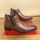 Lucente - Men's Elegant Croc-Embossed Chelsea Boots - Ashour Shoes