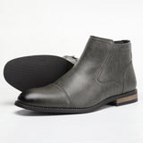 Averon – Men’s Vegan Leather zip up Boots – Cap Toe Lace-Up Ankle Dress Boots - Ashour Shoes