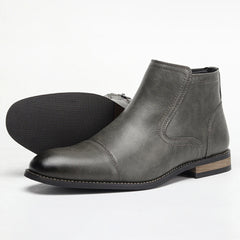Averon – Men’s Vegan Leather zip up Boots – Cap Toe Lace-Up Ankle Dress Boots - Ashour Shoes