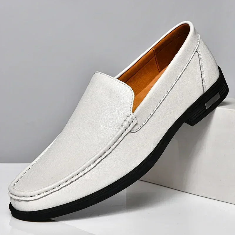 Sereno2 - Men's Blue PU Leather Slip-On Driving Moccasin Loafers - Ashour Shoes