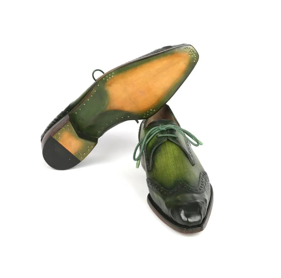 Green Totem - Genuine Leather Men’ Derby Shoes - Ashour Shoes