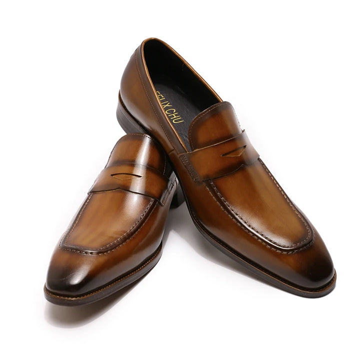 Romi2 - Stylish Leather penny loafers for men. Big sizes (US 15)